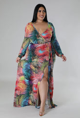 Wardrobenthings Coconut Palms High Quality Plus Size Wrap Dress