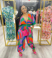 Colourful High Quality Pearl Plus Size Jumpsuit