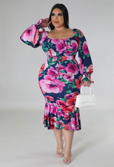 Glam Summer Pam High Quality Girlie Pink Flowers Plus Size Dress