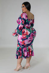 Glam Summer Pam High Quality Girlie Pink Flowers Plus Size Dress