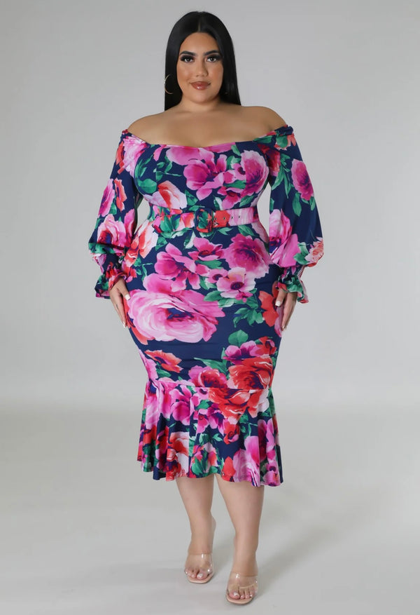 Glam Summer Pam High Quality Girlie Pink Flowers Plus Size Dress