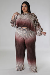 Luxury Leopard Print High Quality Fiona Plus Size Two Piece Set