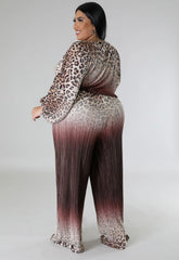 Luxury Leopard Print High Quality Fiona Plus Size Two Piece Set