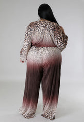 Luxury Leopard Print High Quality Fiona Plus Size Two Piece Set