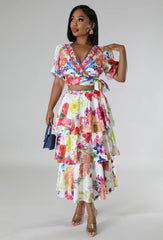 Glam Luxury High Quality Buckle Flowery Ruffle Set for women