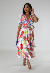 Glam Luxury High Quality Buckle Flowery Ruffle Set for women