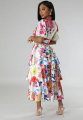 Glam Luxury High Quality Buckle Flowery Ruffle Set for women