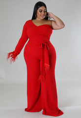 Wardrobenthings Ayva Red High Quality Plus Size Jumpsuit