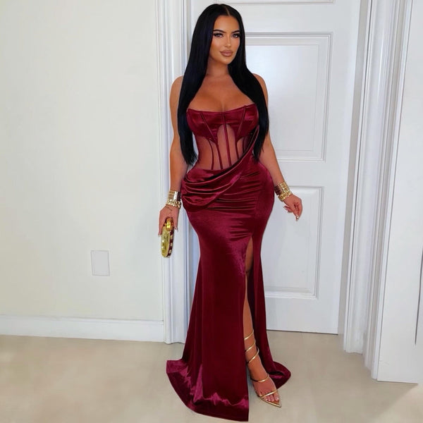 Glam Luxury High Quality Silky Lacey Bust Dress for women