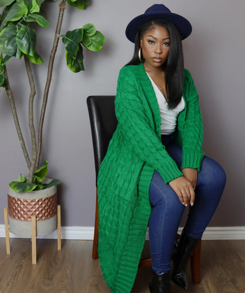 Linda Long Knit Winter Knitted Cardigan with Pockets for Women