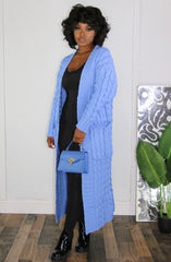 Linda Long Knit Winter Knitted Cardigan Jersey with Pockets for Women