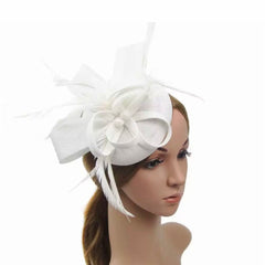 British Feather Fascinator Cocktail, Tea Party, Funeral or Wedding Elegant Fedora