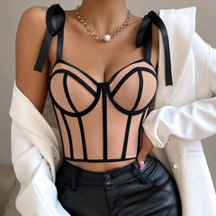 Peachy Tank Crop Corset Bodysuit Top Bustier Cami Top