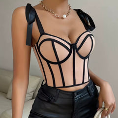Peachy Tank Crop Corset Bodysuit Top Bustier Cami Top