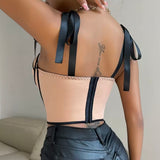 Peachy Tank Crop Corset Bodysuit Top Bustier Cami Top
