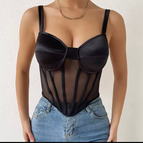 Lana Lace Tank Crop Corset Top - Bustier Cami Top