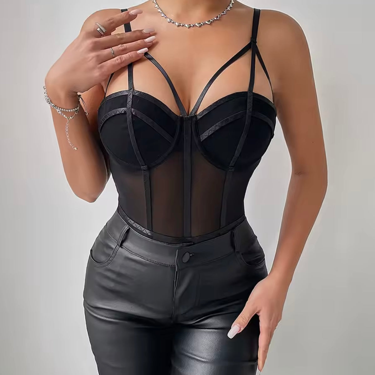 Brito Tank Crop Corset Bodysuit Top Bustier Cami Top