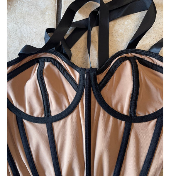 Peachy Tank Crop Corset Bodysuit Top Bustier Cami Top