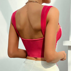 Jenna Floral Tank Crop Corset Top Bustier Cami Top