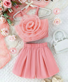 Tarely Pretty Mesh Rose Children Girls  Dress Set
