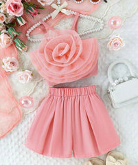 Tarely Pretty Mesh Rose Children Girls  Dress Set