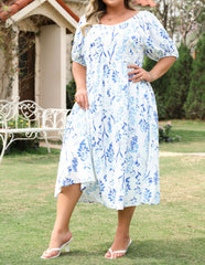 Madison Summer Floral Print Plus Size Dress for Women with Pockets