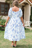 Madison Summer Floral Print Plus Size Dress for Women with Pockets