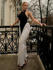 Glam Two Tone Black and White High Quality Luxury Dress