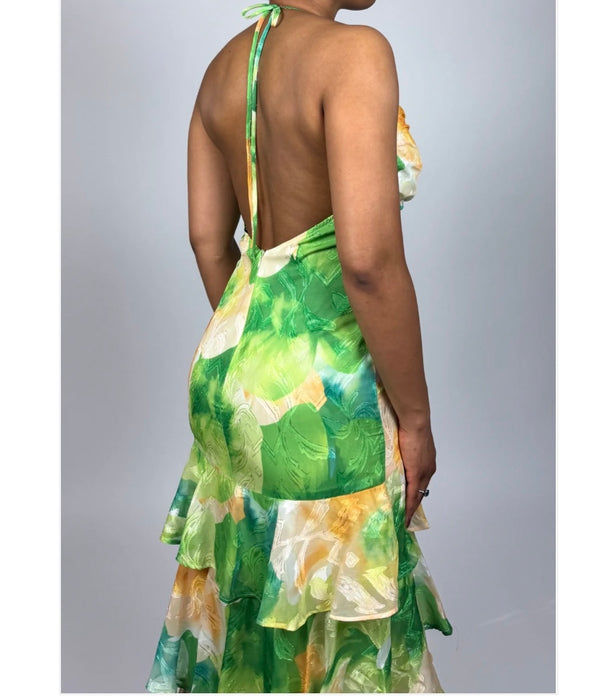 Glam Luxury High Quality Green Flowery Laura Dress for women