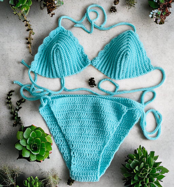 Stunning Chippoh Knit Crotchet Bikini Swimwear Set