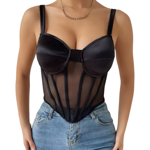 Lana Lace Tank Crop Corset Top - Bustier Cami Top