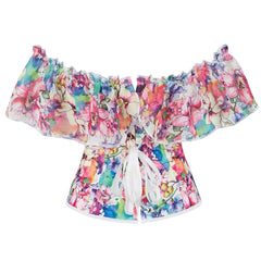 Carmen Floral Tank Corset Crop Top Bustier Cami Top