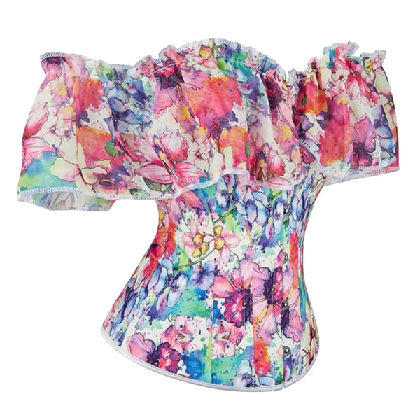 Carmen Floral Tank Corset Crop Top Bustier Cami Top