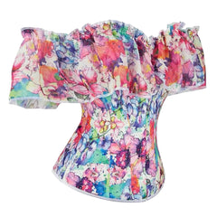 Carmen Floral Tank Corset Crop Top Bustier Cami Top