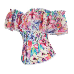 Carmen Floral Tank Corset Crop Top Bustier Cami Top