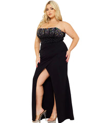 High Quality Molly Plus Size Pink Glitter Slit Dress