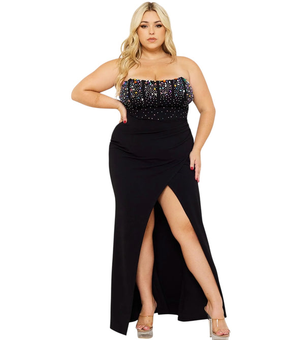 High Quality Molly Plus Size Pink Glitter Slit Dress