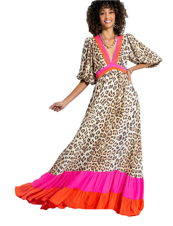 Stacey Brown Leopard Print All Size Plus Size Gorgeous Dress