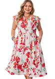Roses Summer Floral Gorgeous Plus Size Dress for Women with Pockets