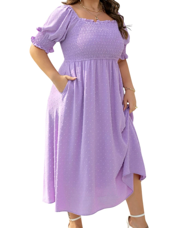 Lala Summer Frill Dot Plus Size Dress for Women with Pockets