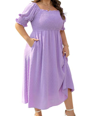 Lala Summer Frill Dot Plus Size Dress for Women with Pockets