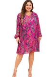 Summer Abstract Pleated Floral Loose Plus Size Dress for Women