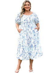 Madison Summer Floral Print Plus Size Dress for Women with Pockets