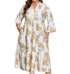 Tamara Summer Print Plus Size Gorgeous Dress with Pockets for women