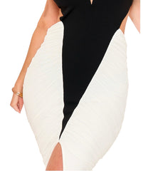 Glam Two Tone Black and White High Quality Luxury Dress