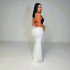 Glam Two Tone Black and White High Quality Luxury Dress