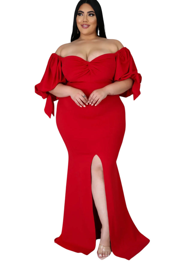 Glam Luxury High Quality HER Plus Size Dress with a Slit