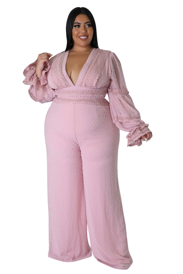 Catch UP High Quality Plus Size Pink Jumpsuit
