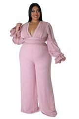 Catch UP High Quality Plus Size Pink Jumpsuit