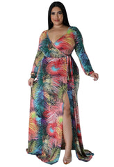 Wardrobenthings Coconut Palms High Quality Plus Size Wrap Dress